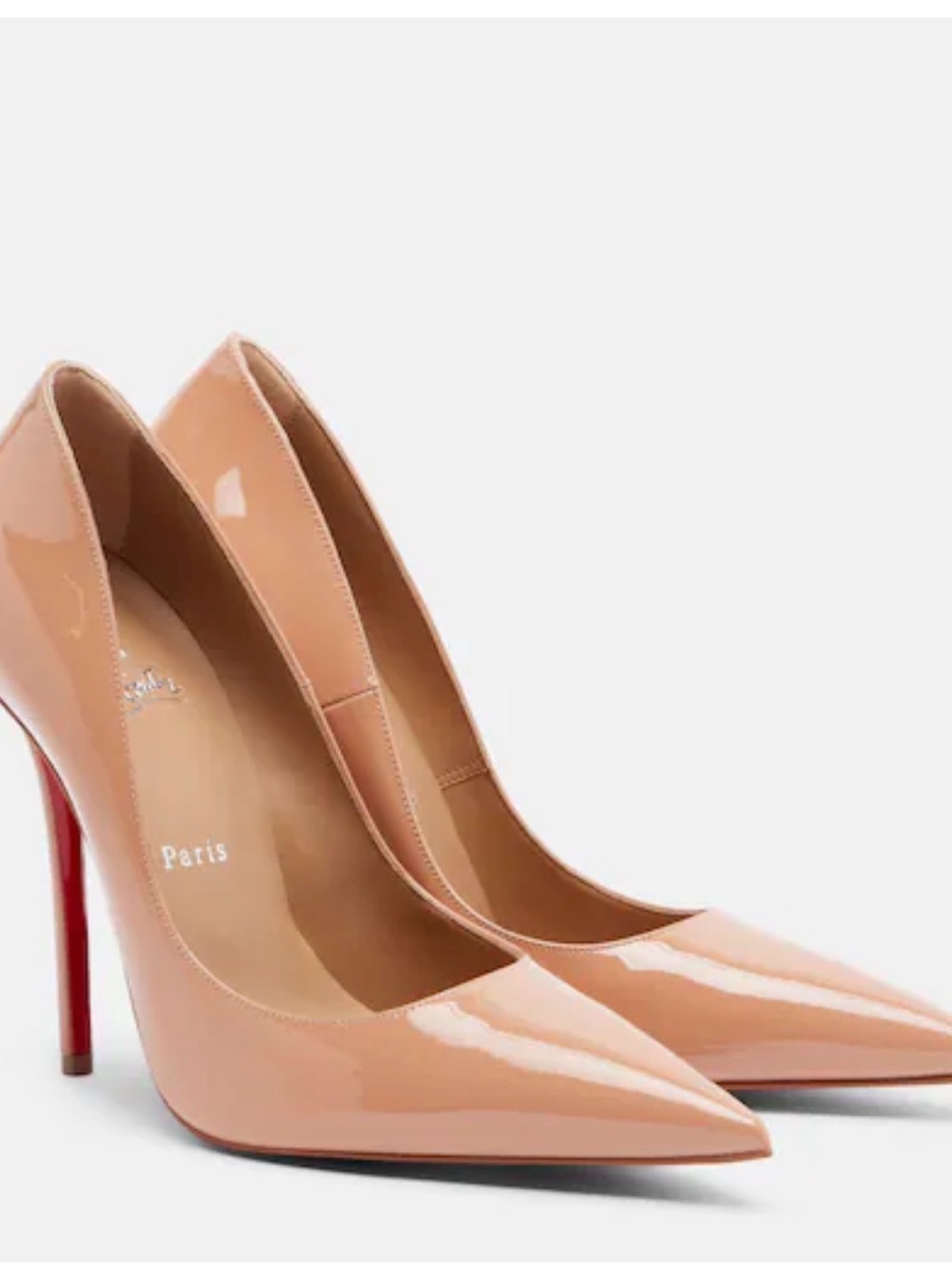 Christian Louboutin Nude Patent Pointed-Toe Stiletto Pumps - Blush